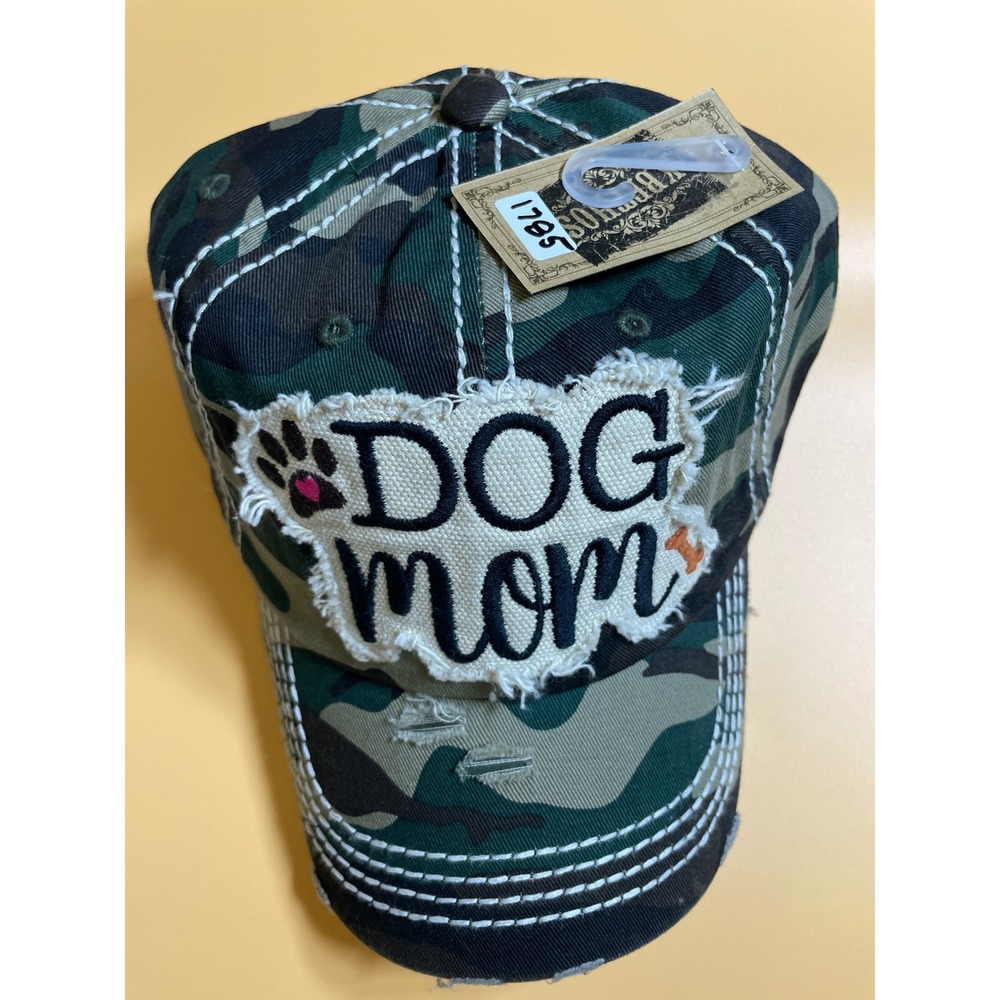 KBETHOS Baseball Cap Women OS Camo NEW Dog‎ Mom Distressed Frayed Patch Hat